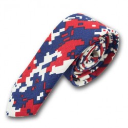 Cravate pixel (rouge - bleu - blanc