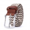 Ceinture tressée en tissu pour homme marron et blanc