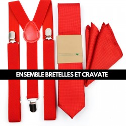 Ensemble Bretelles et Cravate Rouge pour Homme